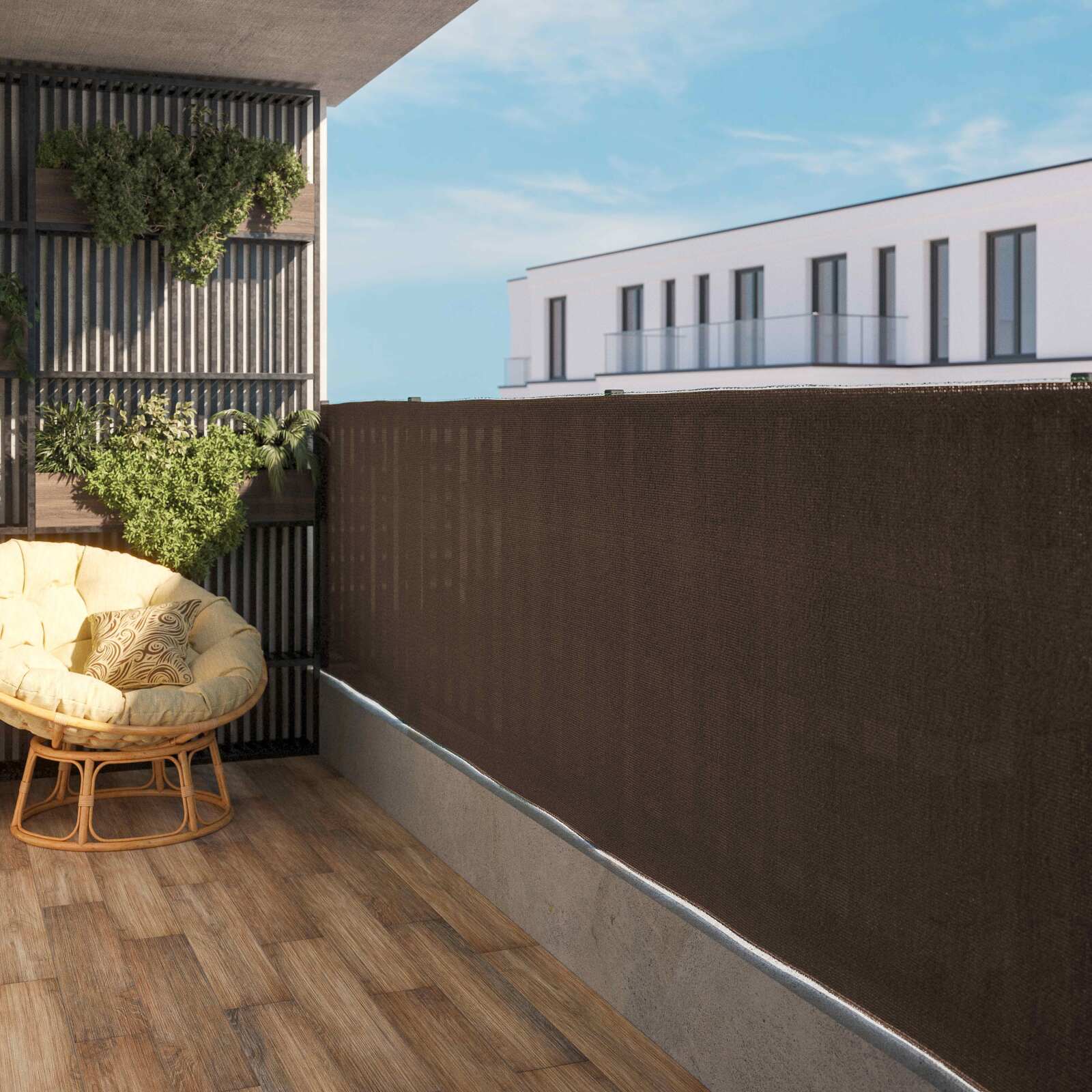 Lot de 2 brise-vues marron écorce occultation 85% Ecorce - 1,2 x 3 m