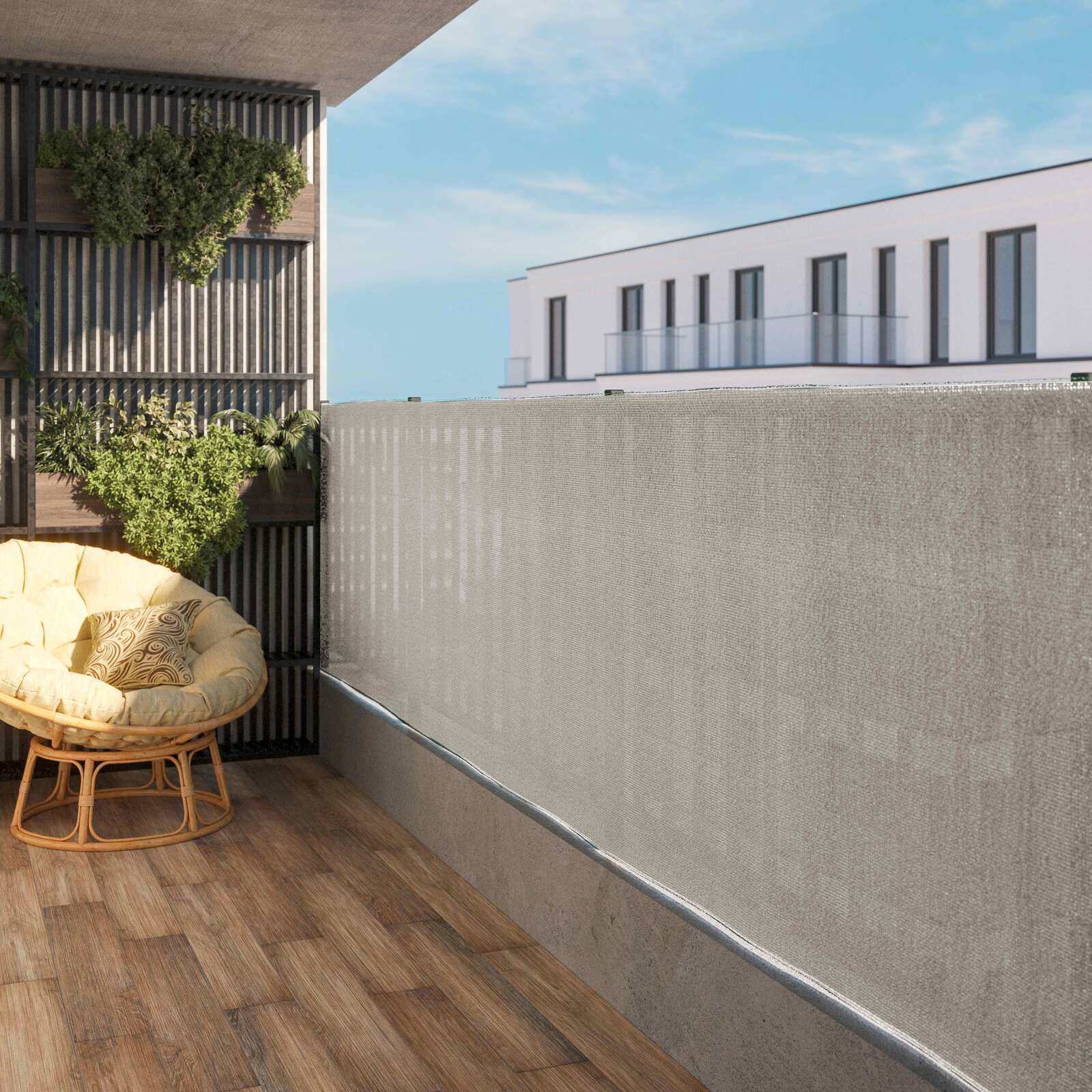 Lot de 2 brise-vues grège occultation 85% - 1,2 x 3 m