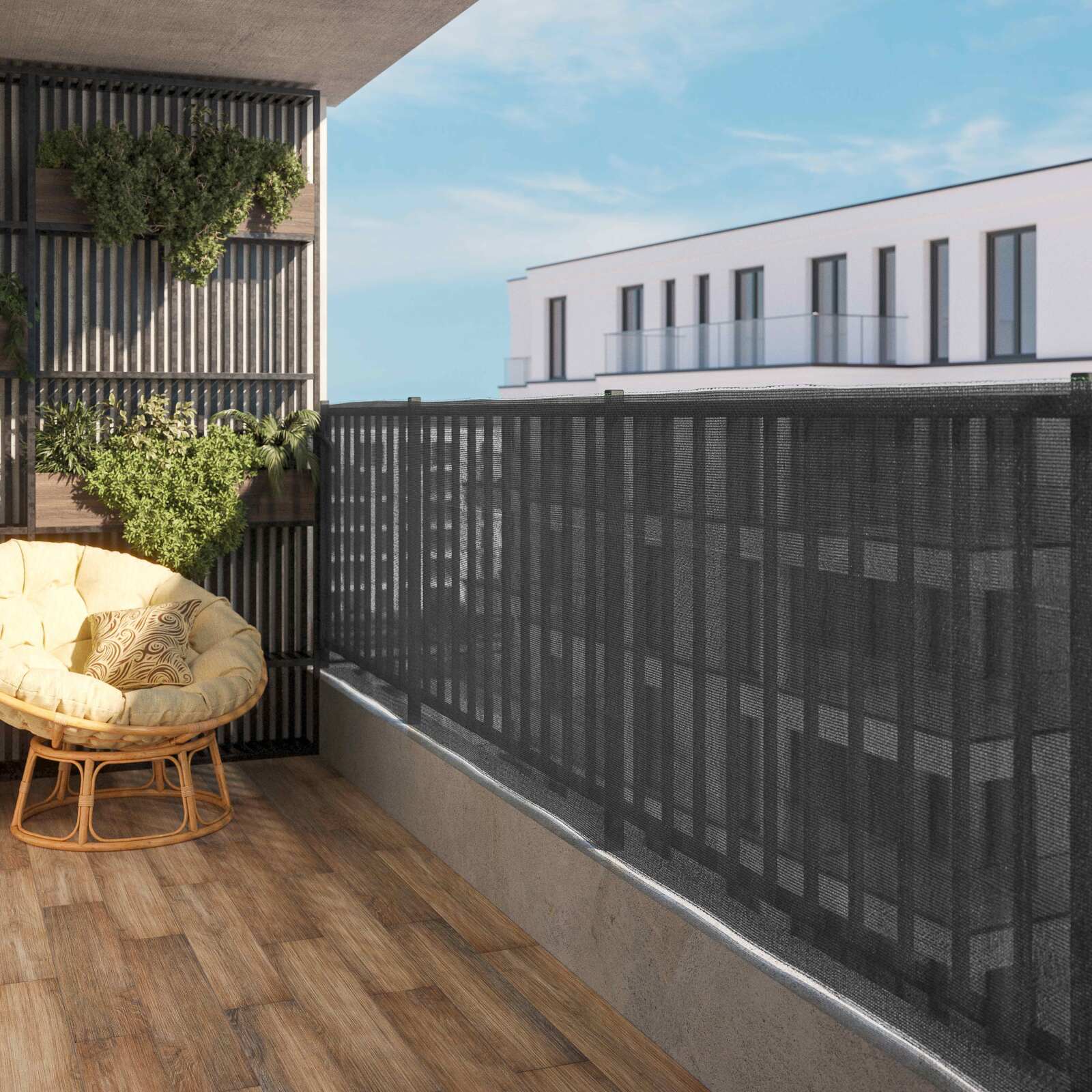 Lot de 2 brise-vues gris anthracite occultation 70% - 1,2 x 3 m