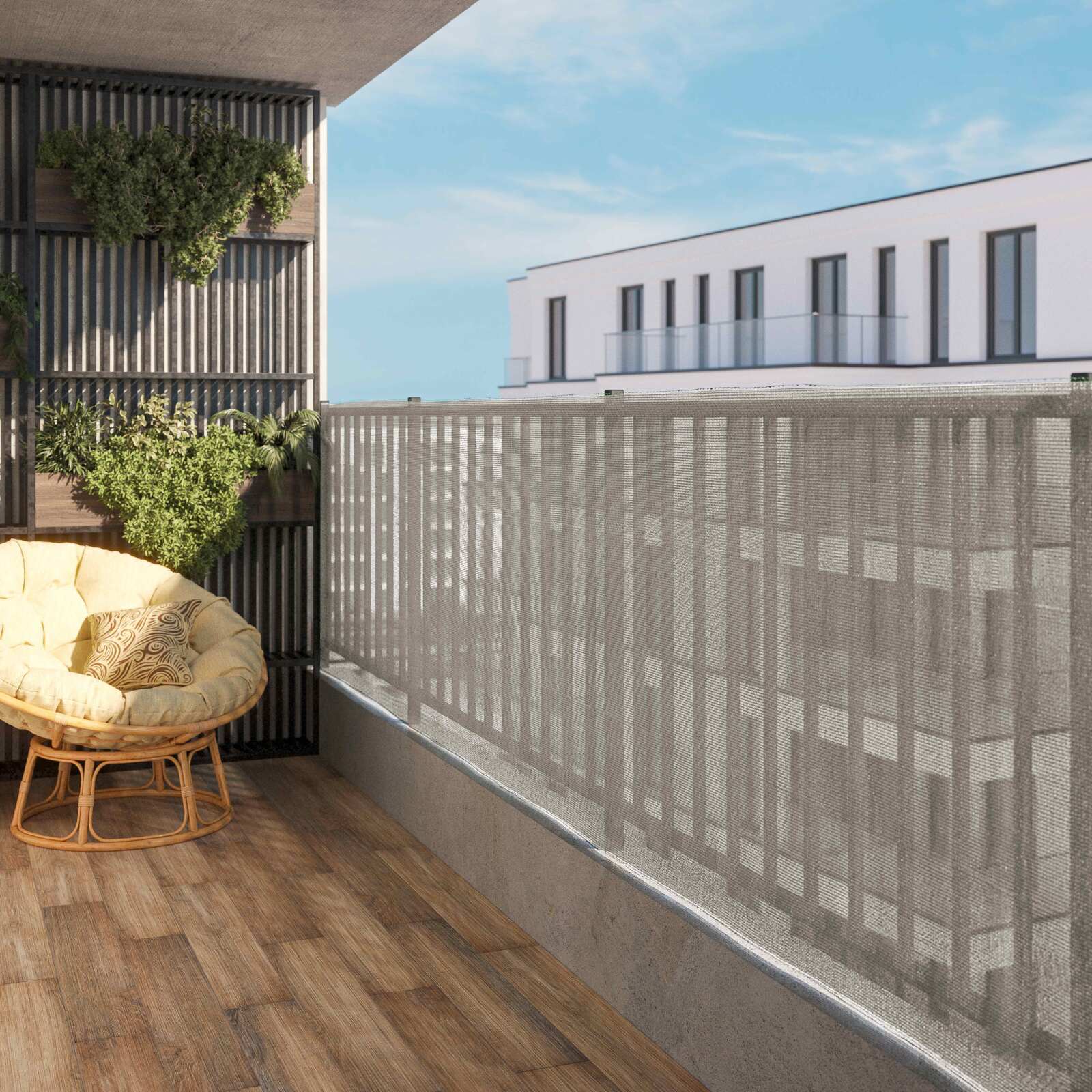 Brise-vue grège occultation 70% - Hauteur 1,2m