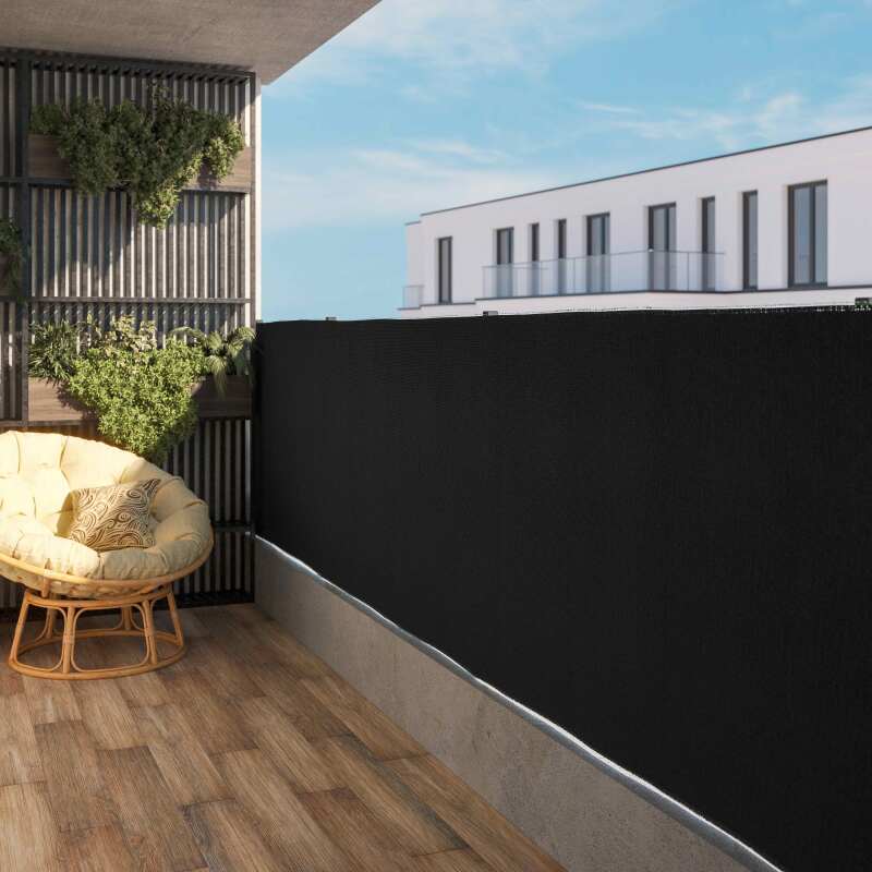 Brise-vue noir occultation 100% - Hauteur 1m