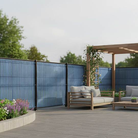 Kit lames composite occultantes rigides effet granité Bleu pour grillage maille 55mm | Brise-Vue.com