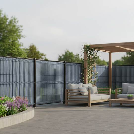 Kit lames composite occultantes rigides effet brossé Bleu pour grillage maille 55mm | Brise-Vue.com