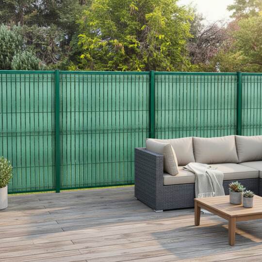 Kit lames composite occultantes rigides effet brossé vert foncé pour grillage maille 55mm | Brise-Vue.com