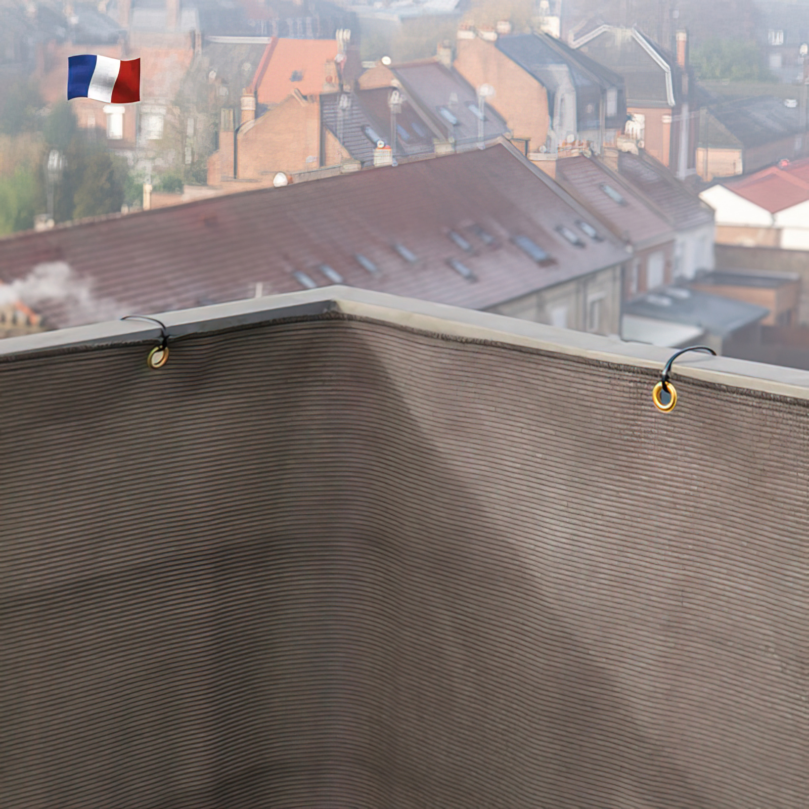 Toile brise-vue en rouleau avec œillets