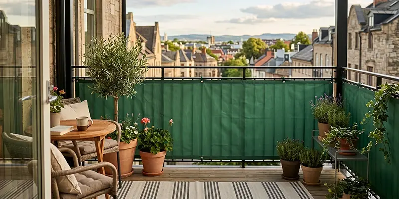 Brise vue en toile verte pour balcon